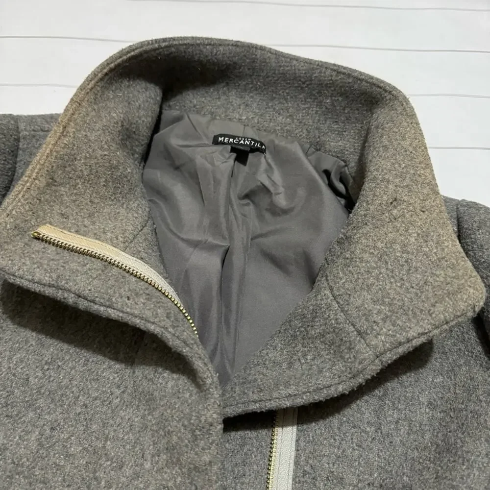 J Crew Mercantile‎ Light Gray Wool Blend City J6140 Pea Coat Women’s Size 8 - Picture 3 of 9